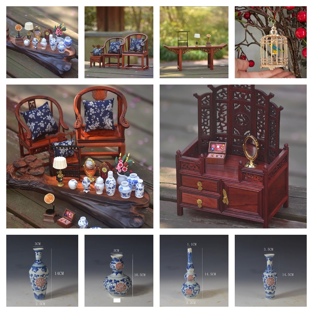 Woodworking Blueprint - Doll House Miniature Chinese Blue and