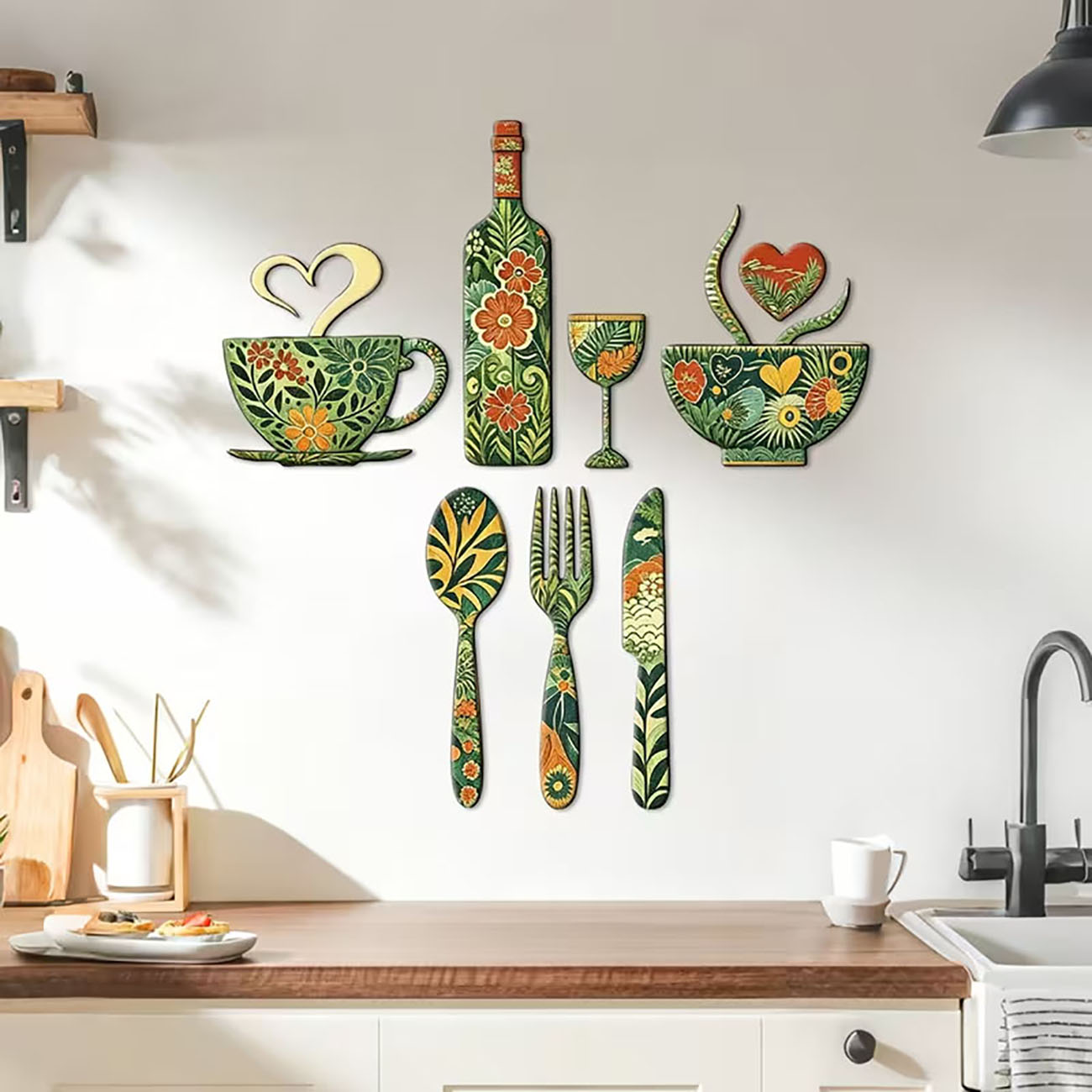 7Pcs Green Floral Kitchen Uten - Xfasten Woodworking Tape ulasan dan harga