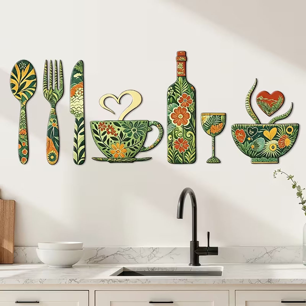 7Pcs Green Floral Kitchen Uten - Xfasten Woodworking Tape ulasan dan harga