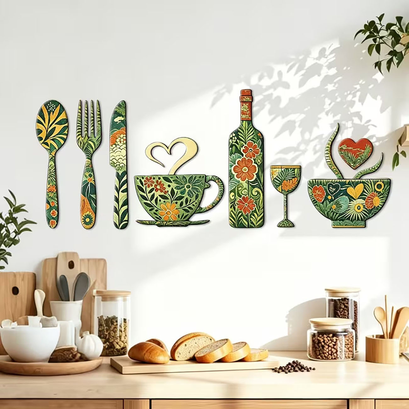 7Pcs Green Floral Kitchen Uten - Xfasten Woodworking Tape ulasan dan harga