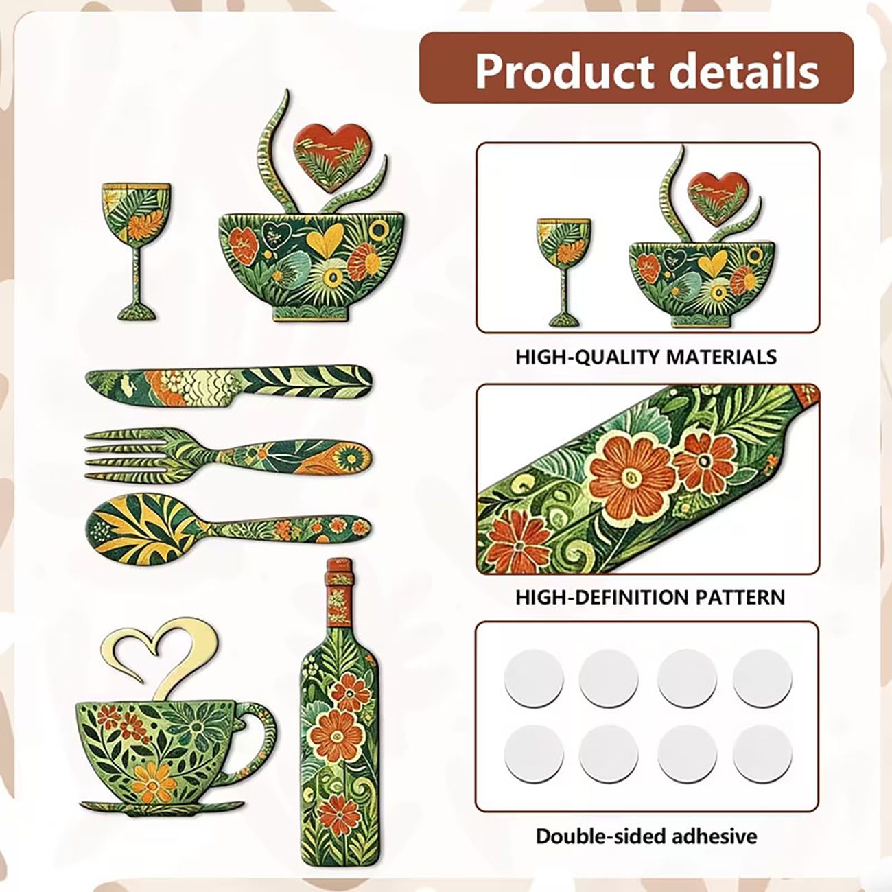 7Pcs Green Floral Kitchen Uten - Xfasten Woodworking Tape ulasan dan harga