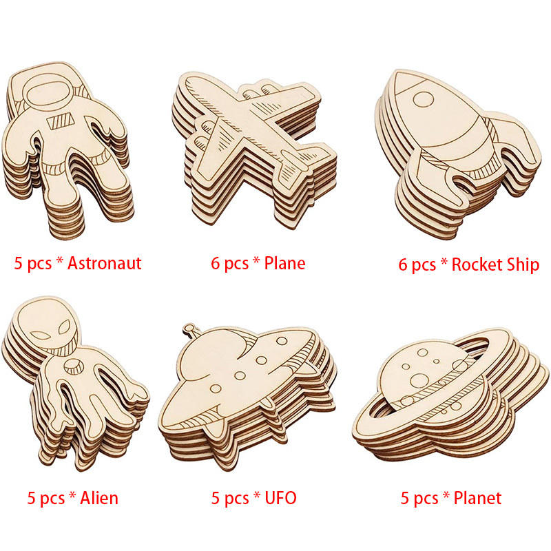 32 Pieces Outer Space Unfinish - Woodworking Crafts ulasan dan harga
