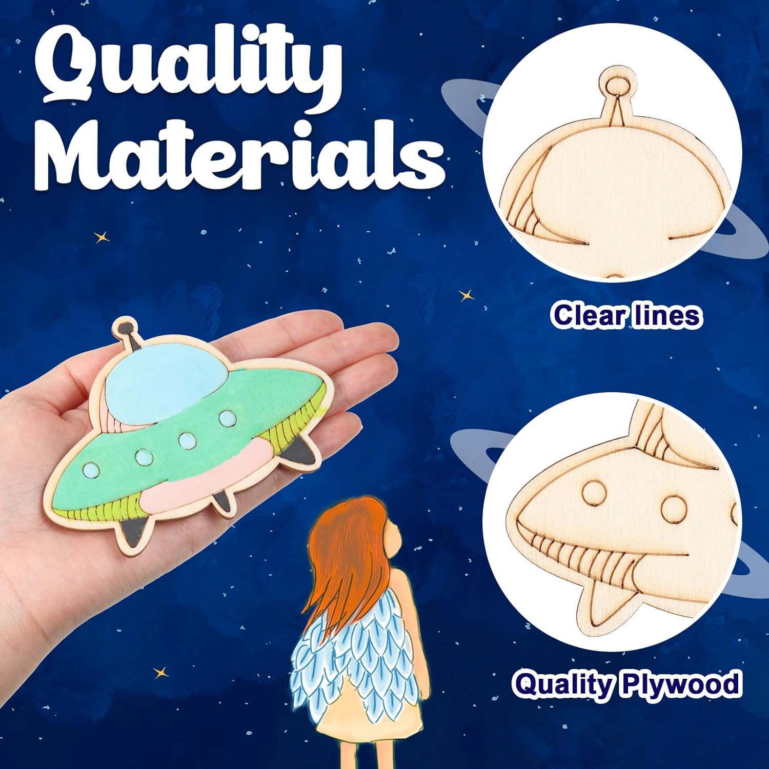 32 Pieces Outer Space Unfinish - Woodworking Crafts ulasan dan harga