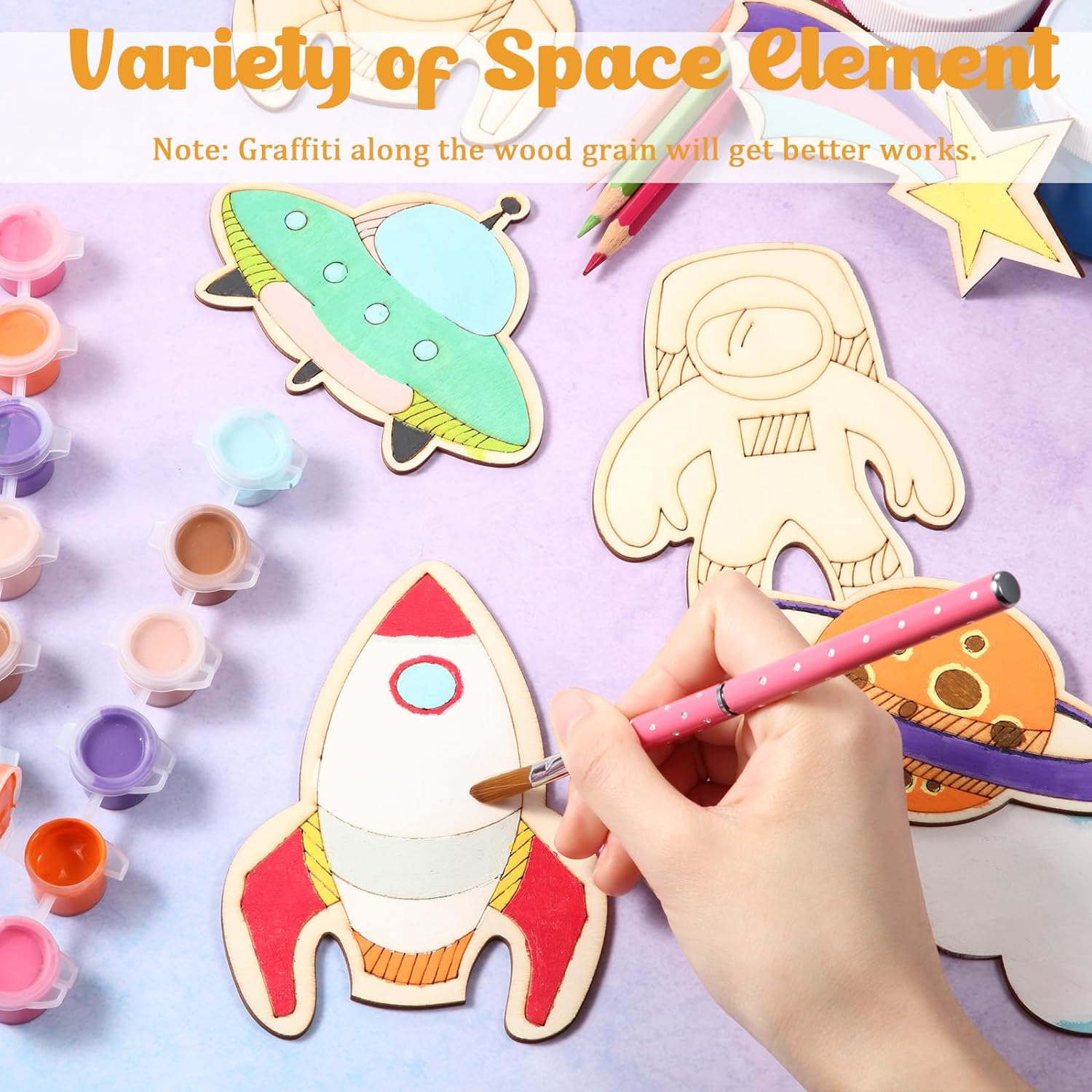 32 Pieces Outer Space Unfinish - Woodworking Crafts ulasan dan harga