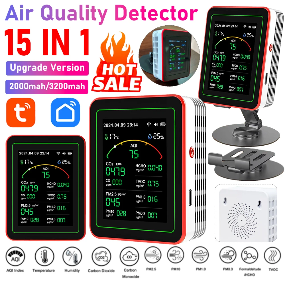 Tuya WiFi 15-in-1 Indoor Air Q - Woodworking App ulasan dan harga