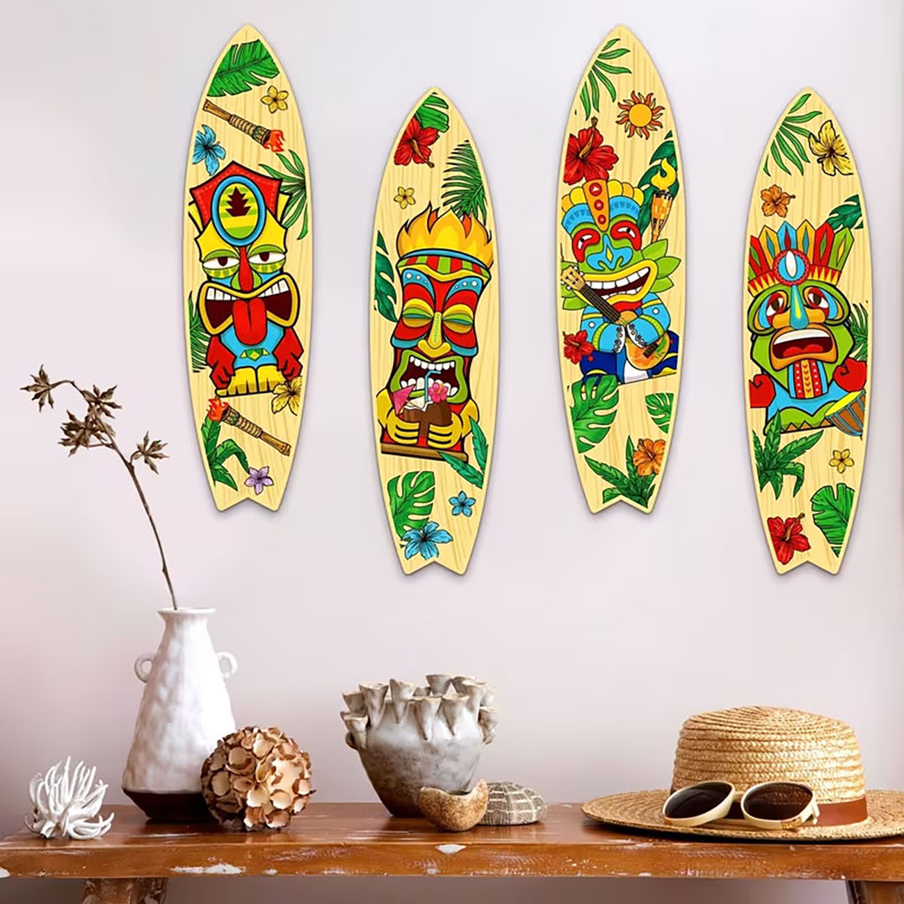 4Pcs Tiki Mask Surfboard Woode - Xfasten Woodworking Tape ulasan dan harga