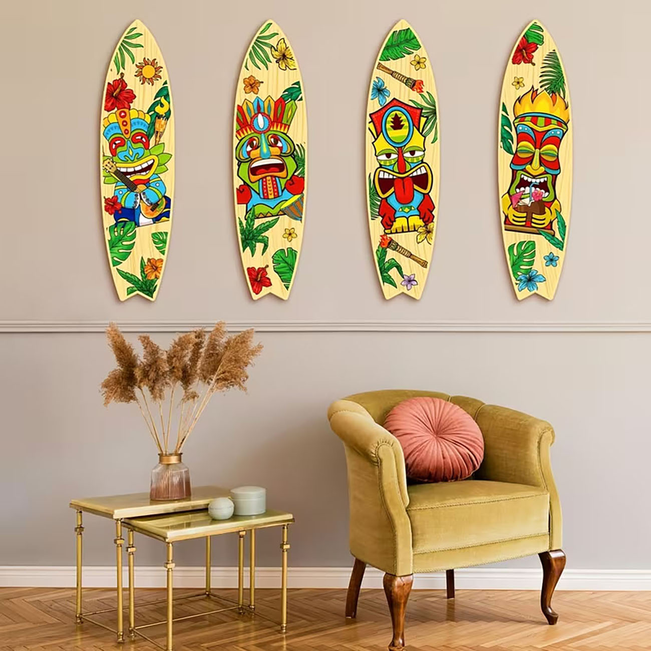 4Pcs Tiki Mask Surfboard Woode - Xfasten Woodworking Tape ulasan dan harga