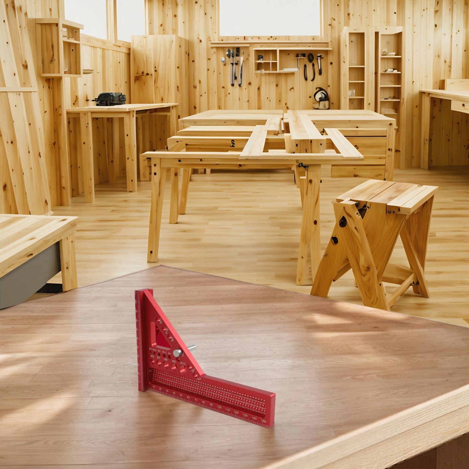 Red 3D Carpenter Square Ruler  - Woodworking For Engineers ulasan dan harga